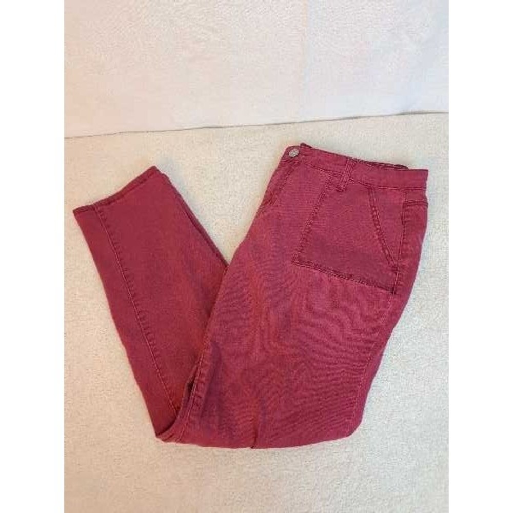 New Directions Women Pink Cropped Cargo Pants Size 14R Cotton Blend Casual